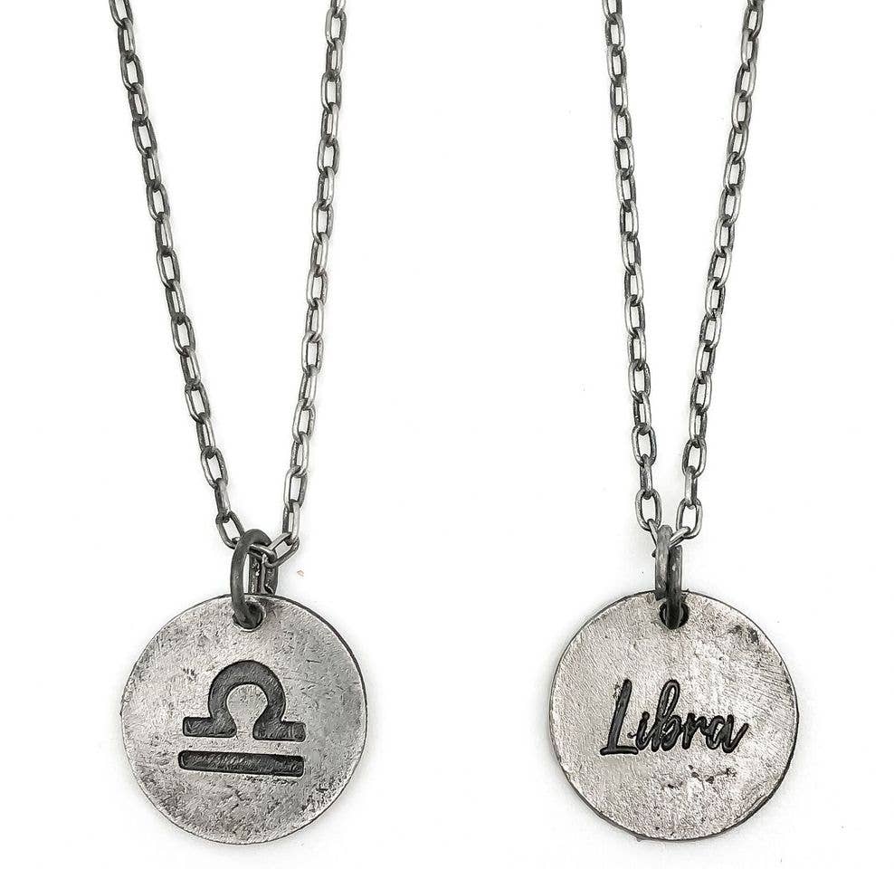 Libra Zodiac Pewter Glyph Necklace
