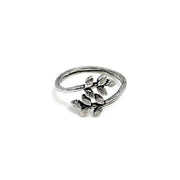 Handcrafted Silver Plated Brass Leaf Branch Ring