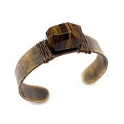 Banjara Hammered Cuff With Stone - Tigereye