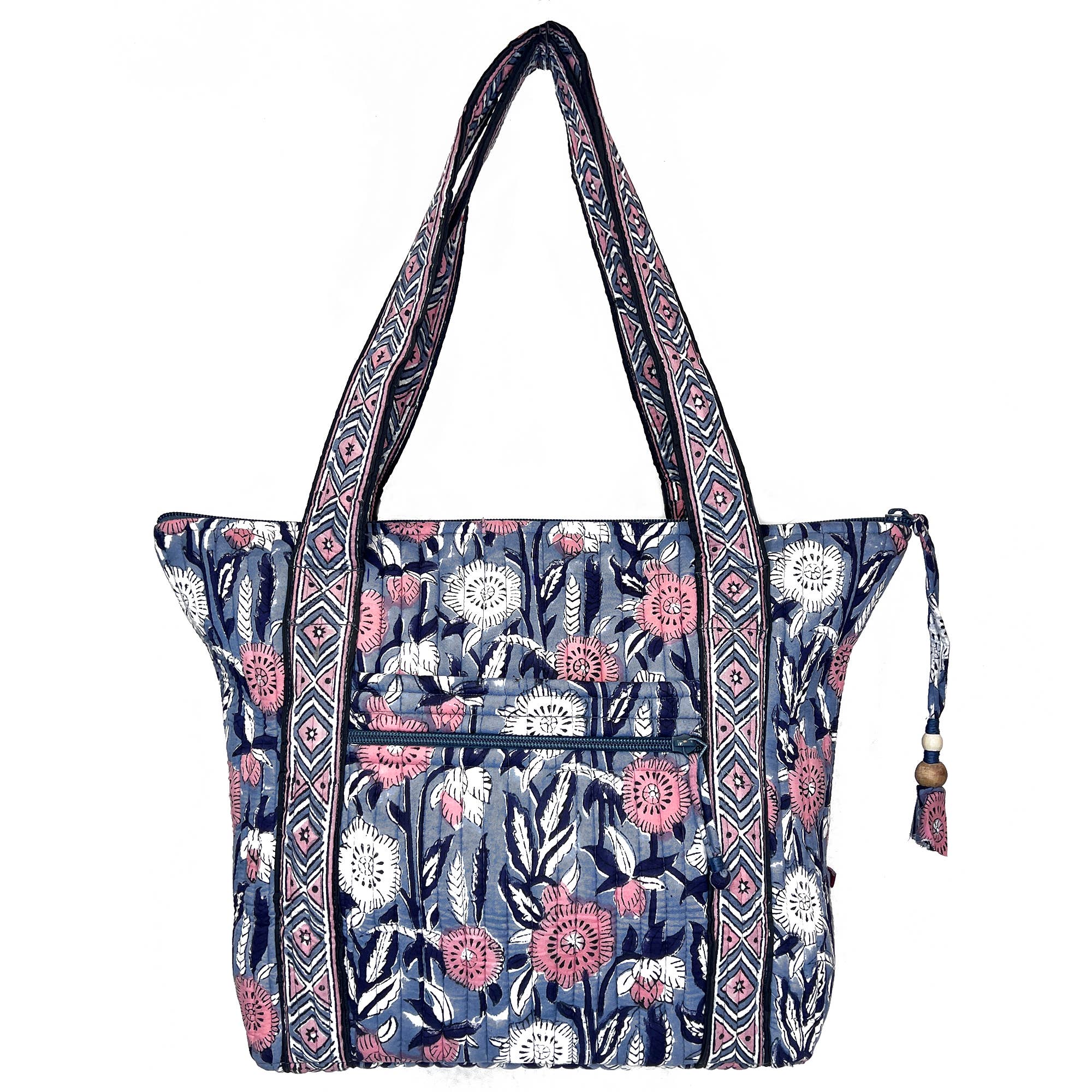 Midnight Blossoms Shoulder Bag - Block Printed Cotton