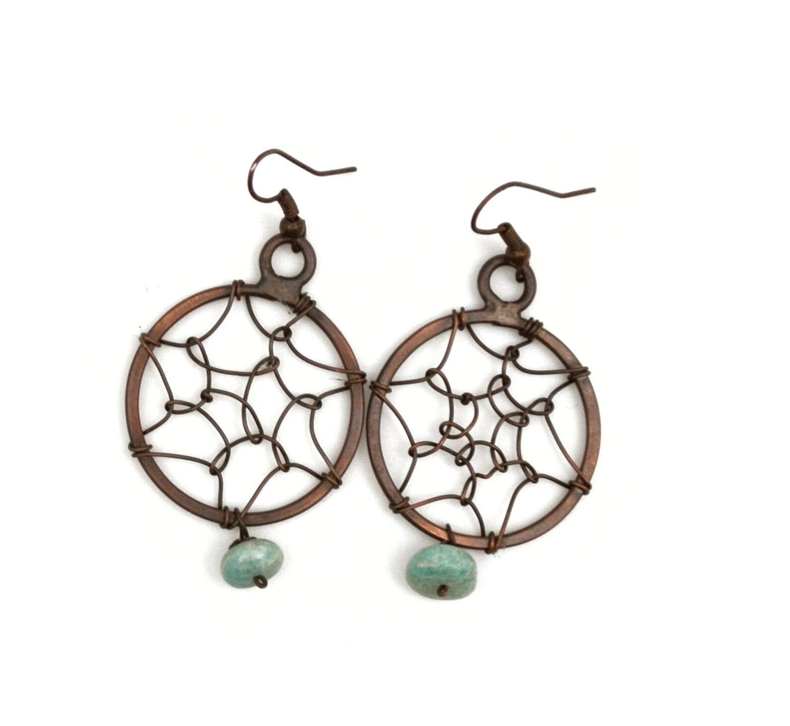 Handcrafted Amazonite Dreamcatcher Earrings