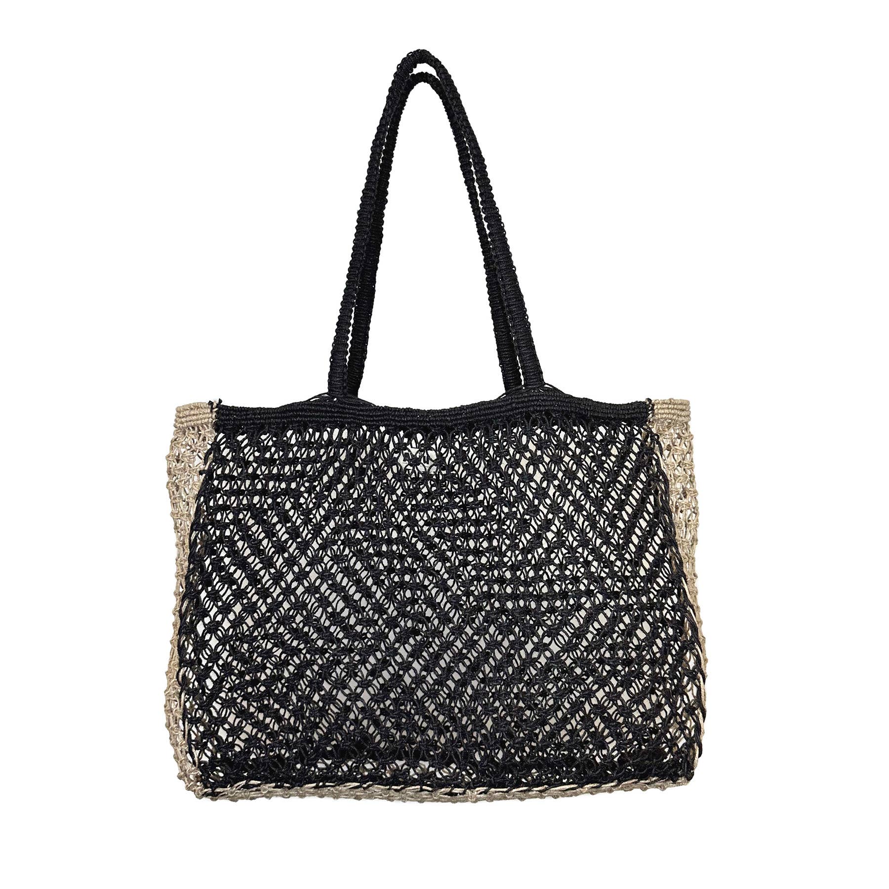 Kai Solid Color handcrafted Beach Bags made with jute - Black