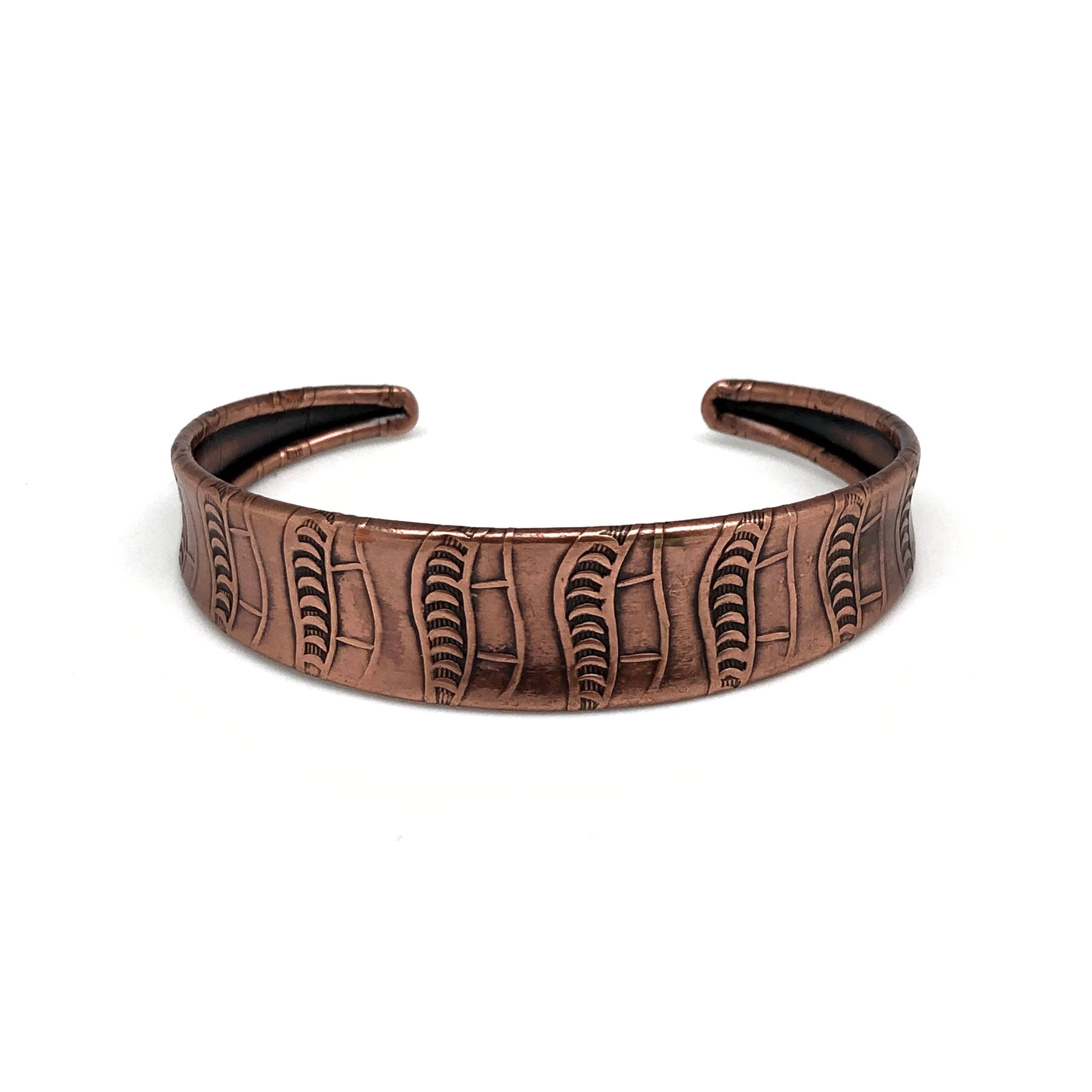 Handcrafted Etched Cuff Bracelet - Kelp
