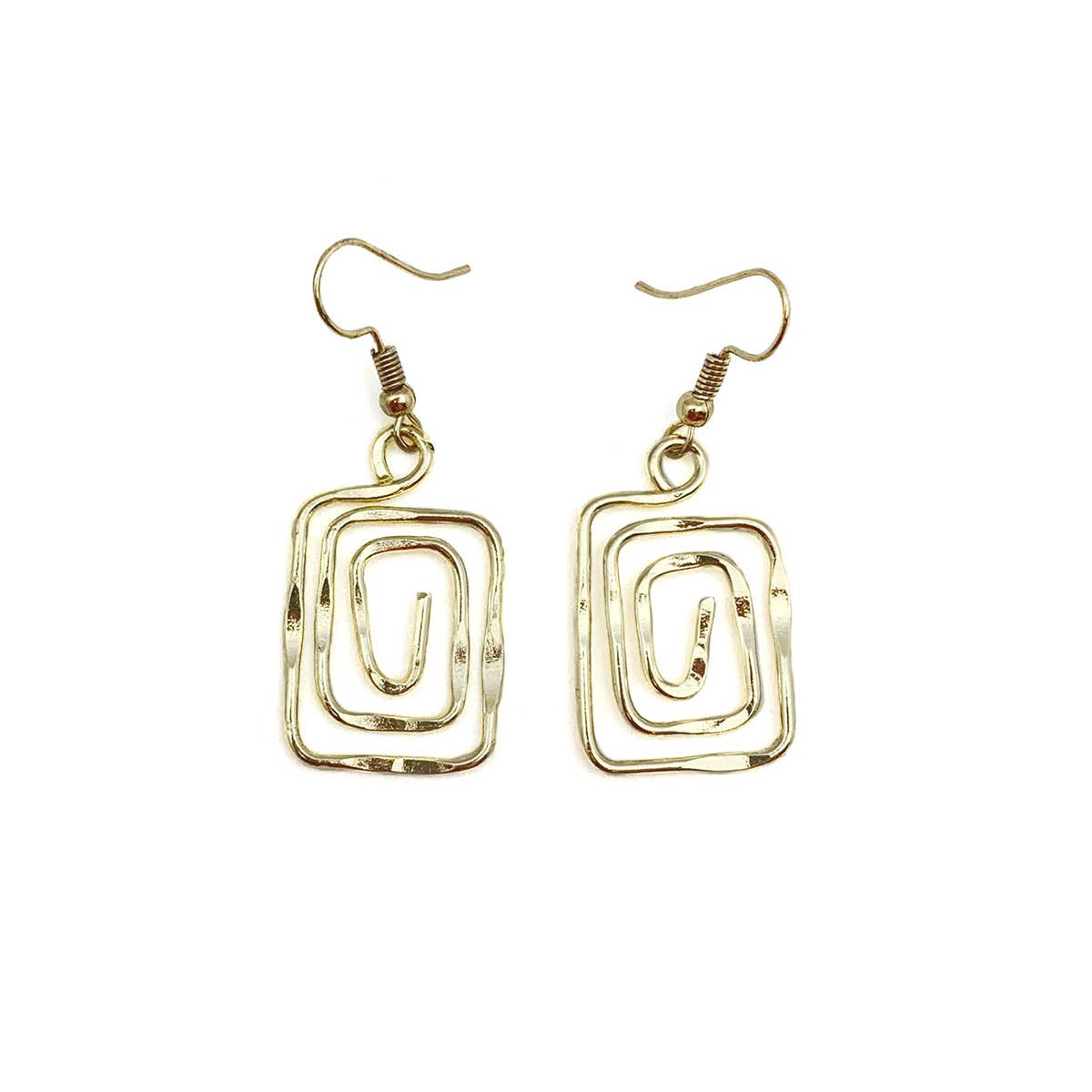 Gold Plated Earrings - Smaller Size Square Spiral