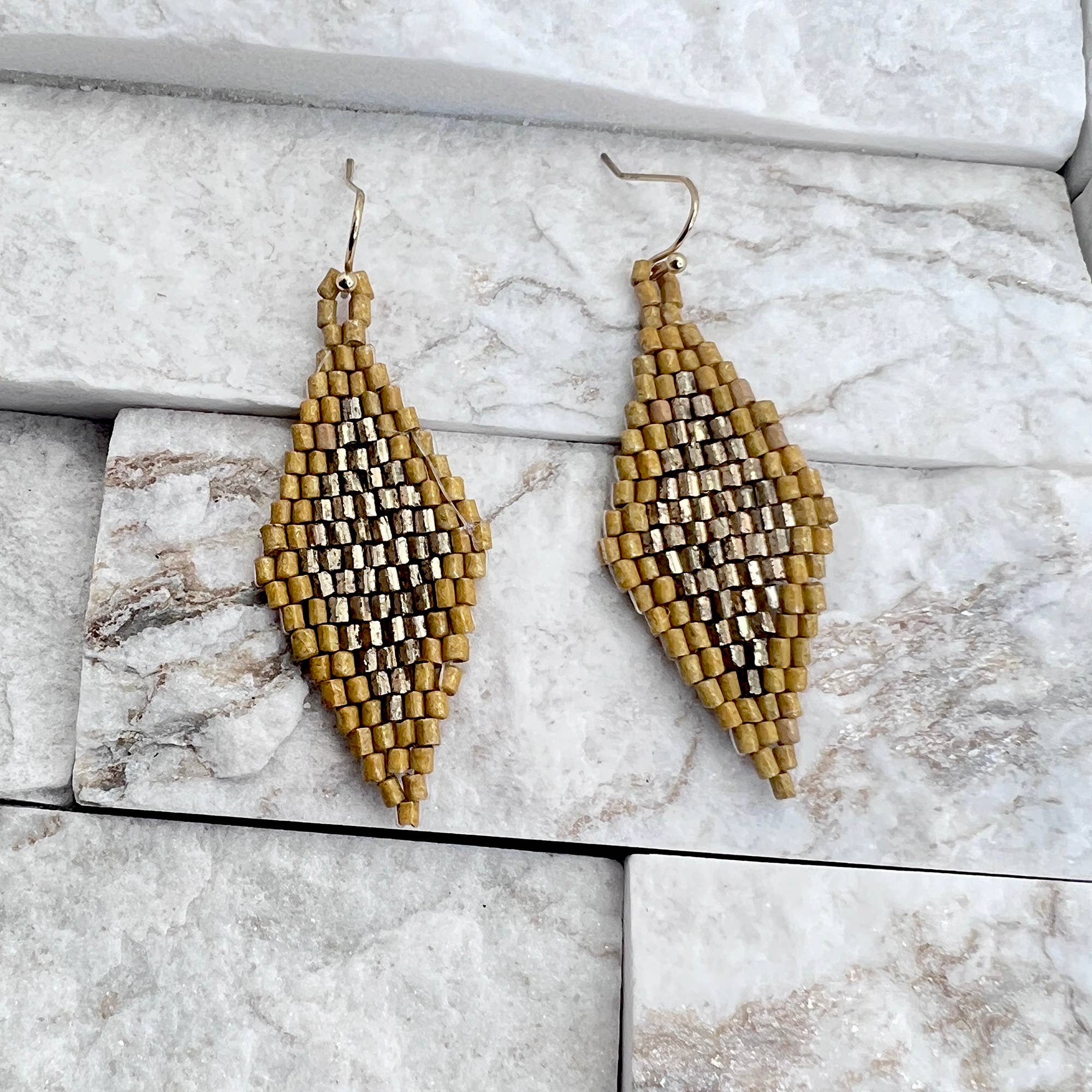 Seed Bead Diamond Shaped Earrings - Multiple Color Styles