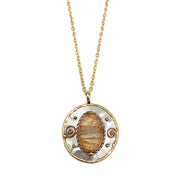 Mixed Metal and Picture Jasper Stone Pendant with Chain