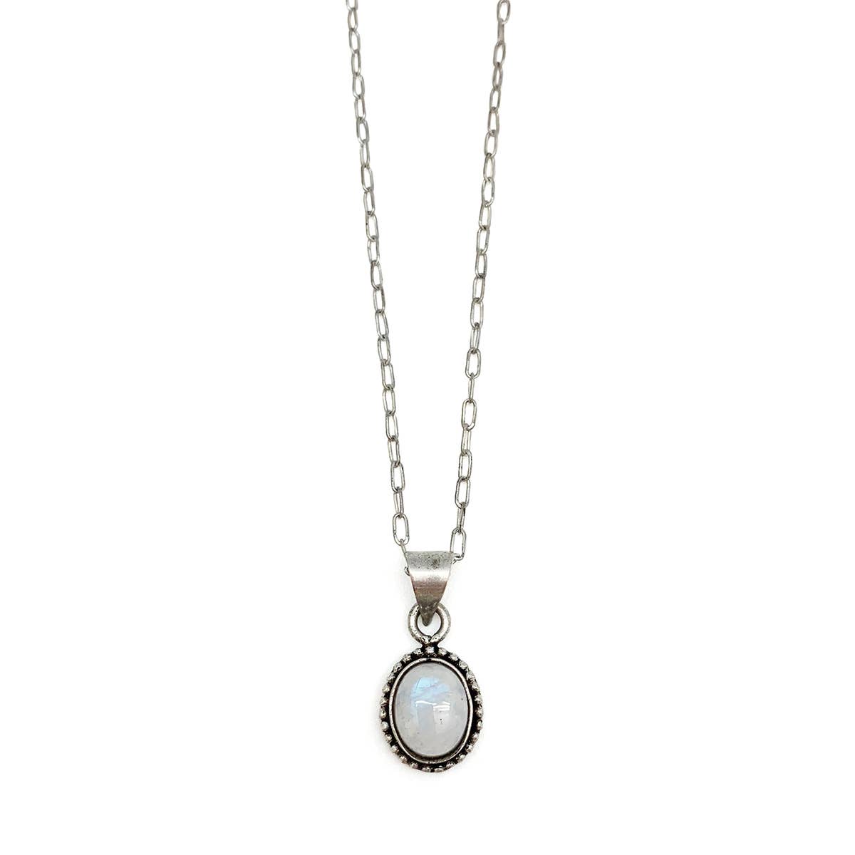 Handcrafted Semiprecious Small Stone Necklace - Moonstone