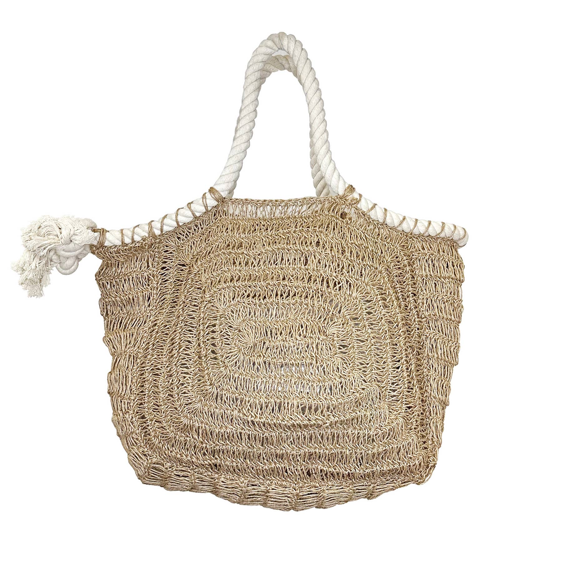 Amalfi Jute and Cotton Rope Bags - Natural with white rope