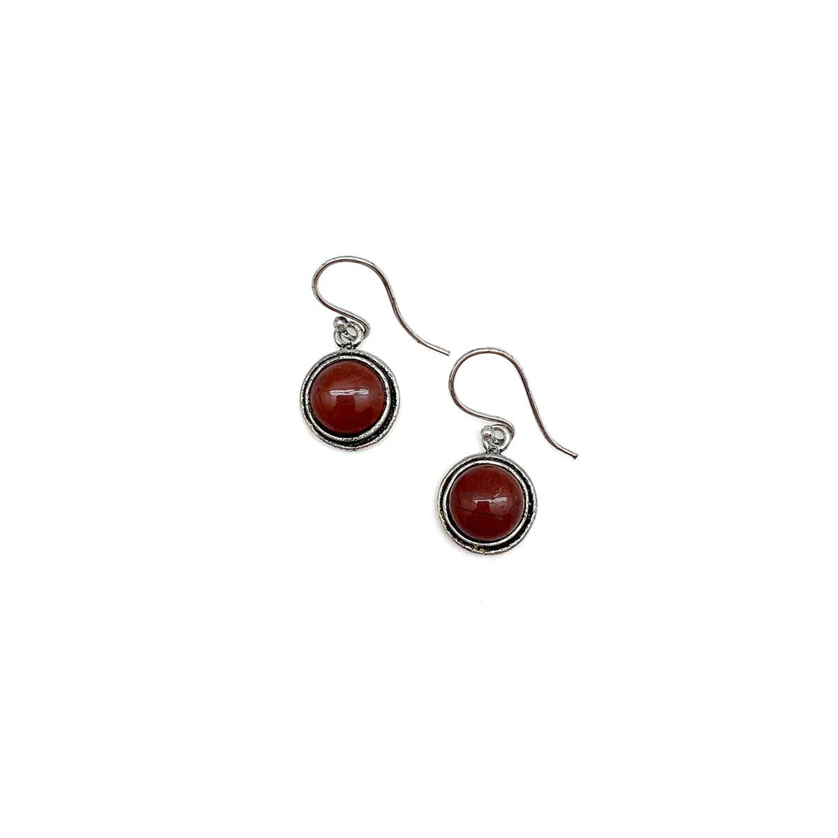 Handcrafted Semiprecious Small Stone Earrings - Red Jasper
