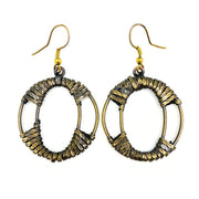 Basketweave Antique Brass Chain Circle in Circle Earrings