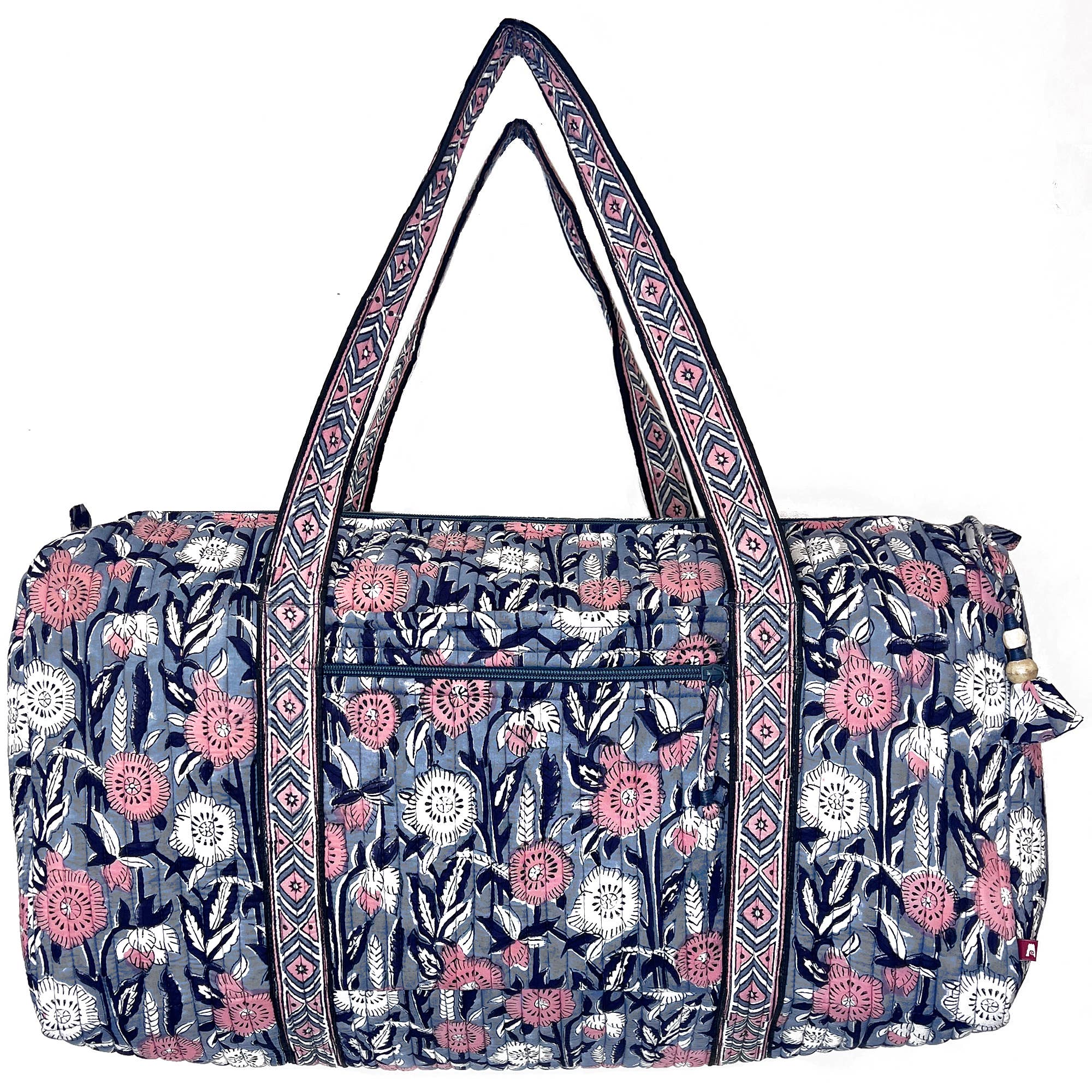 Peony Bloom XL Duffle Bag - Block Printed Organic Cotton