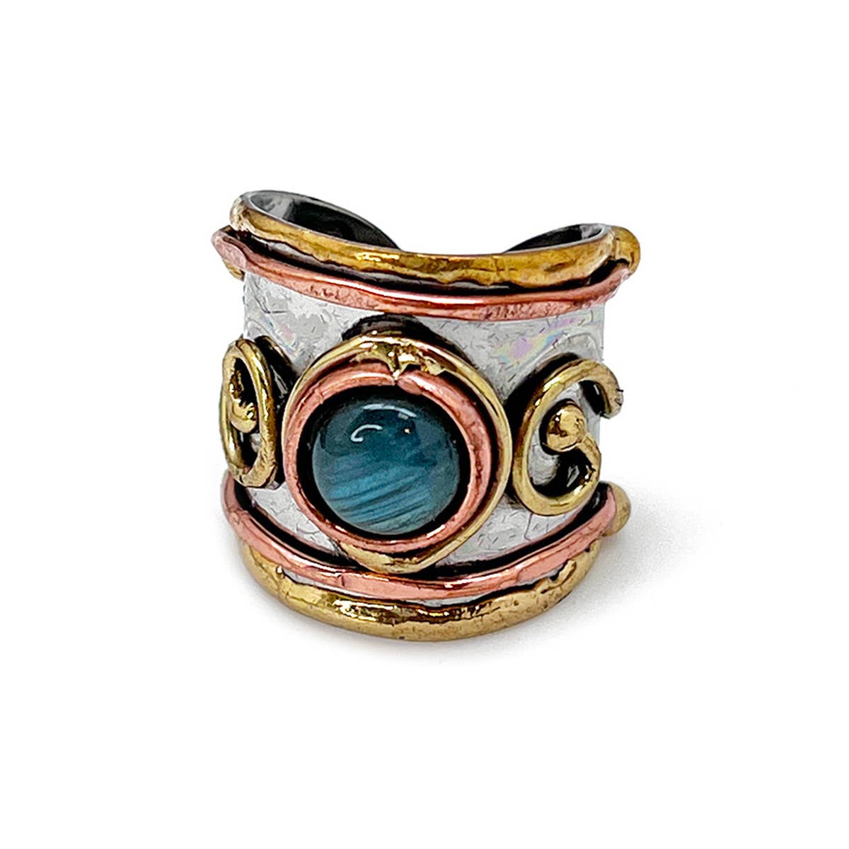12 Pack- Mixed Metal Cuff Rings with Single Stone in a box