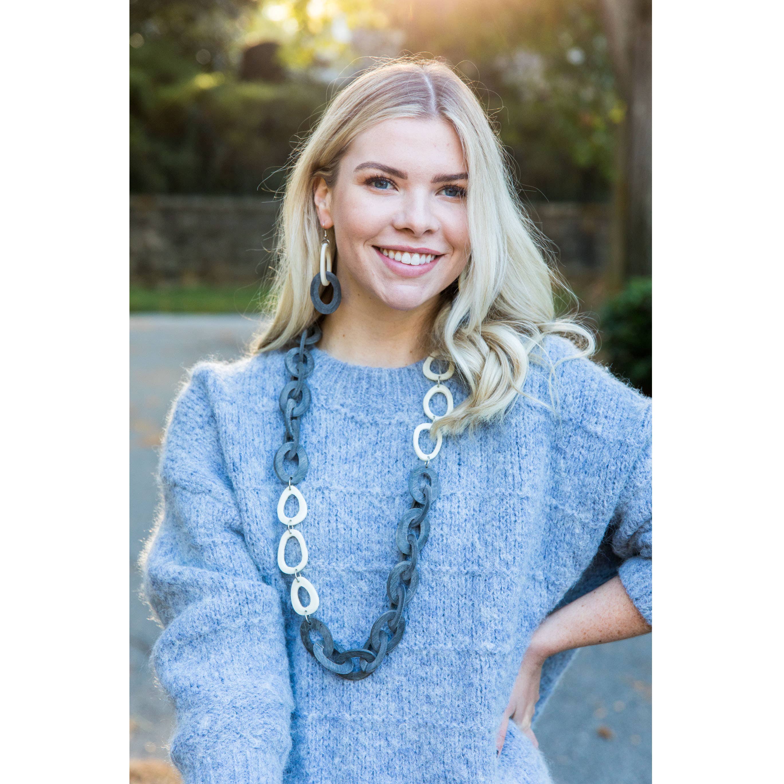 Omala Silver Fog Collection Earrings - Two Links