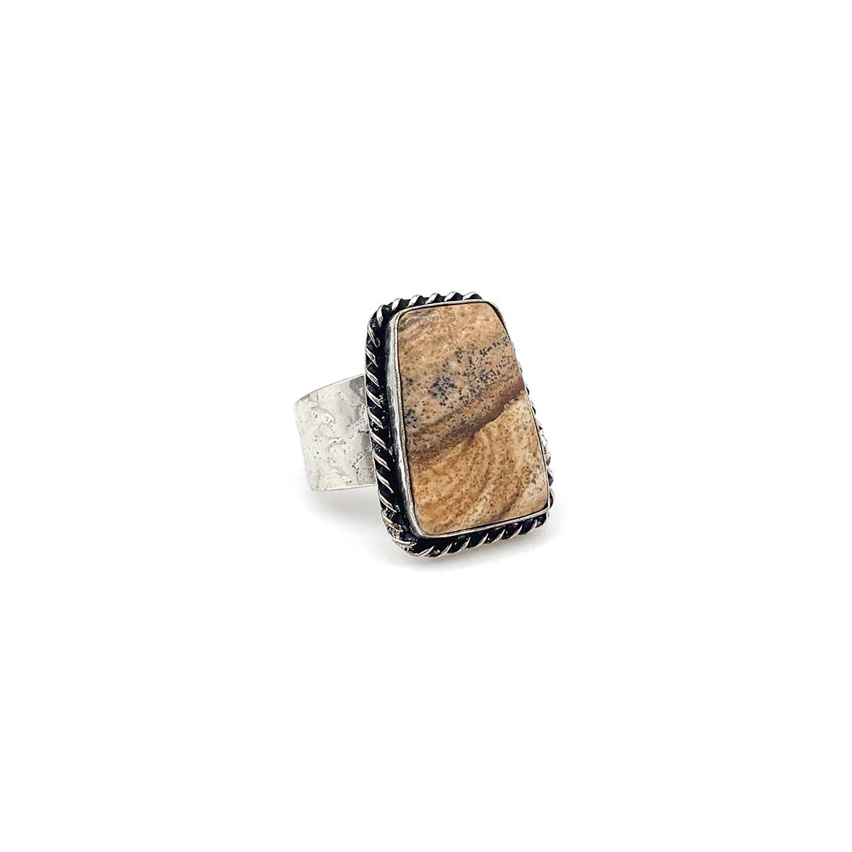 Handcrafted Kashi Semiprecious Stone Ring - Picture Jasper