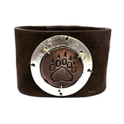 Leather Snap Bracelet - Bear Paw Print