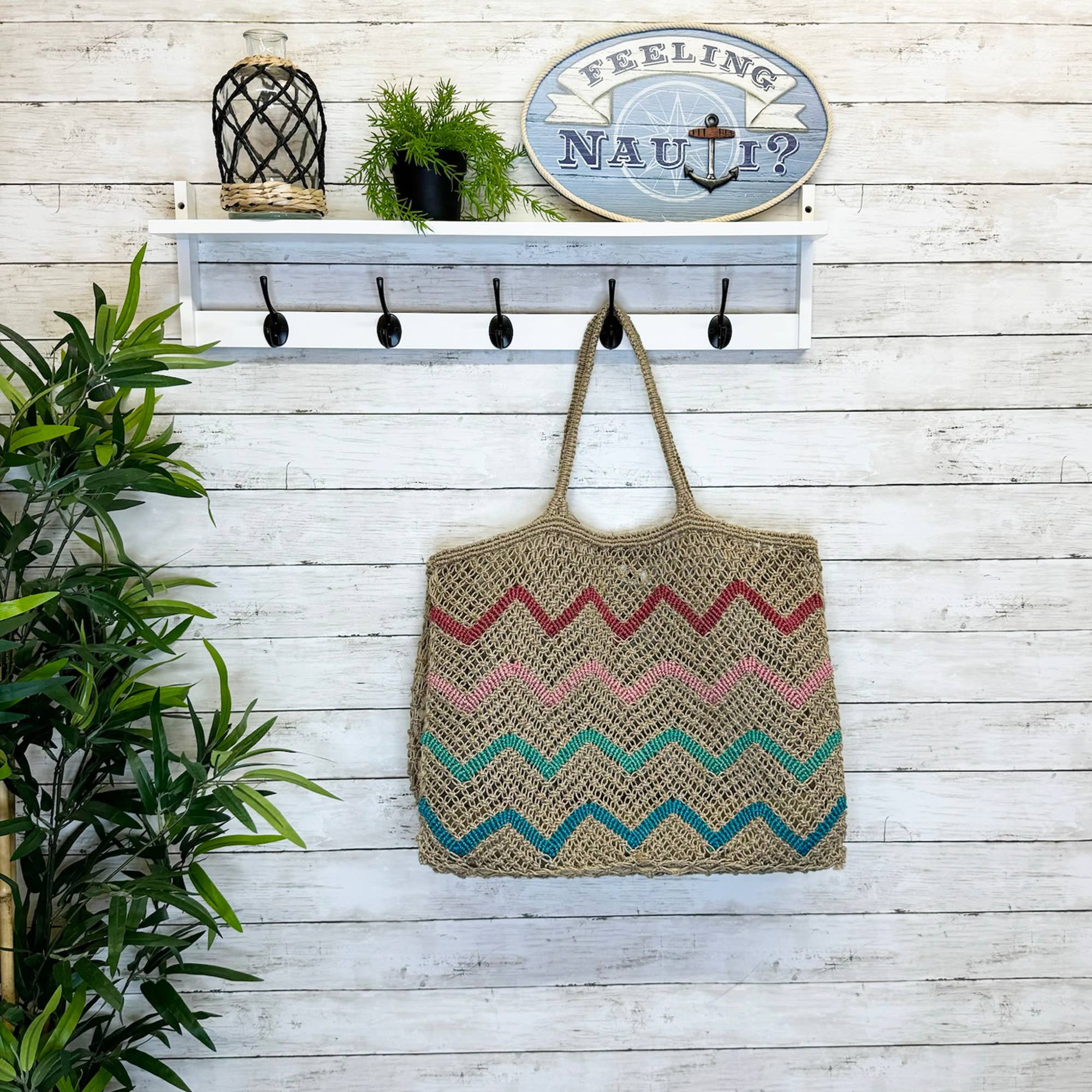 Ibiza Bag - Oversize Jute beach bag  with multicolor waves