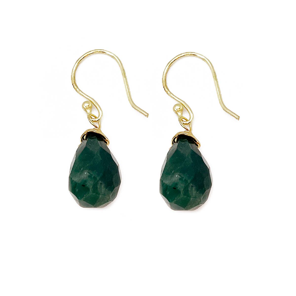 Gold-Plated Aventurine Teardrop Earrings
