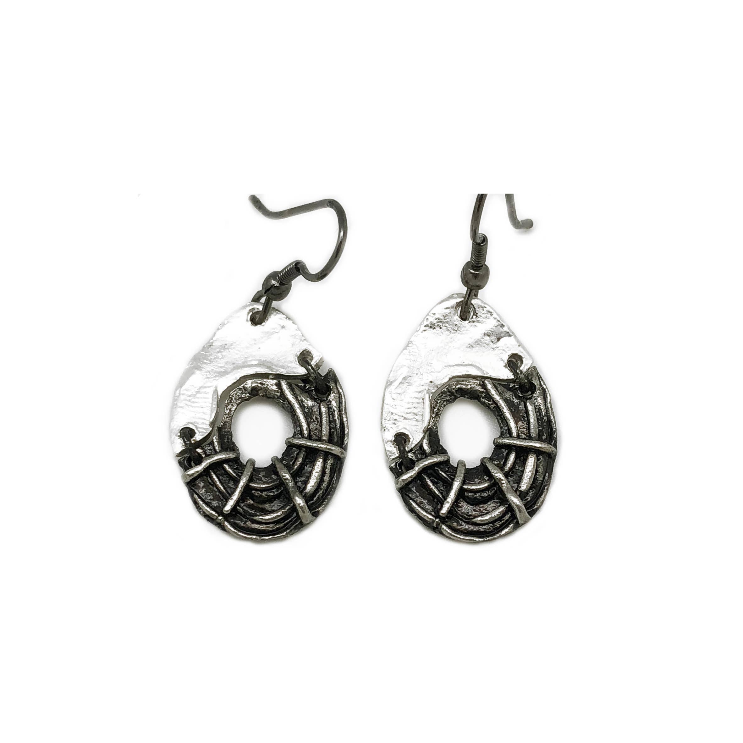 Pewter Earrings - Abstract Ovals