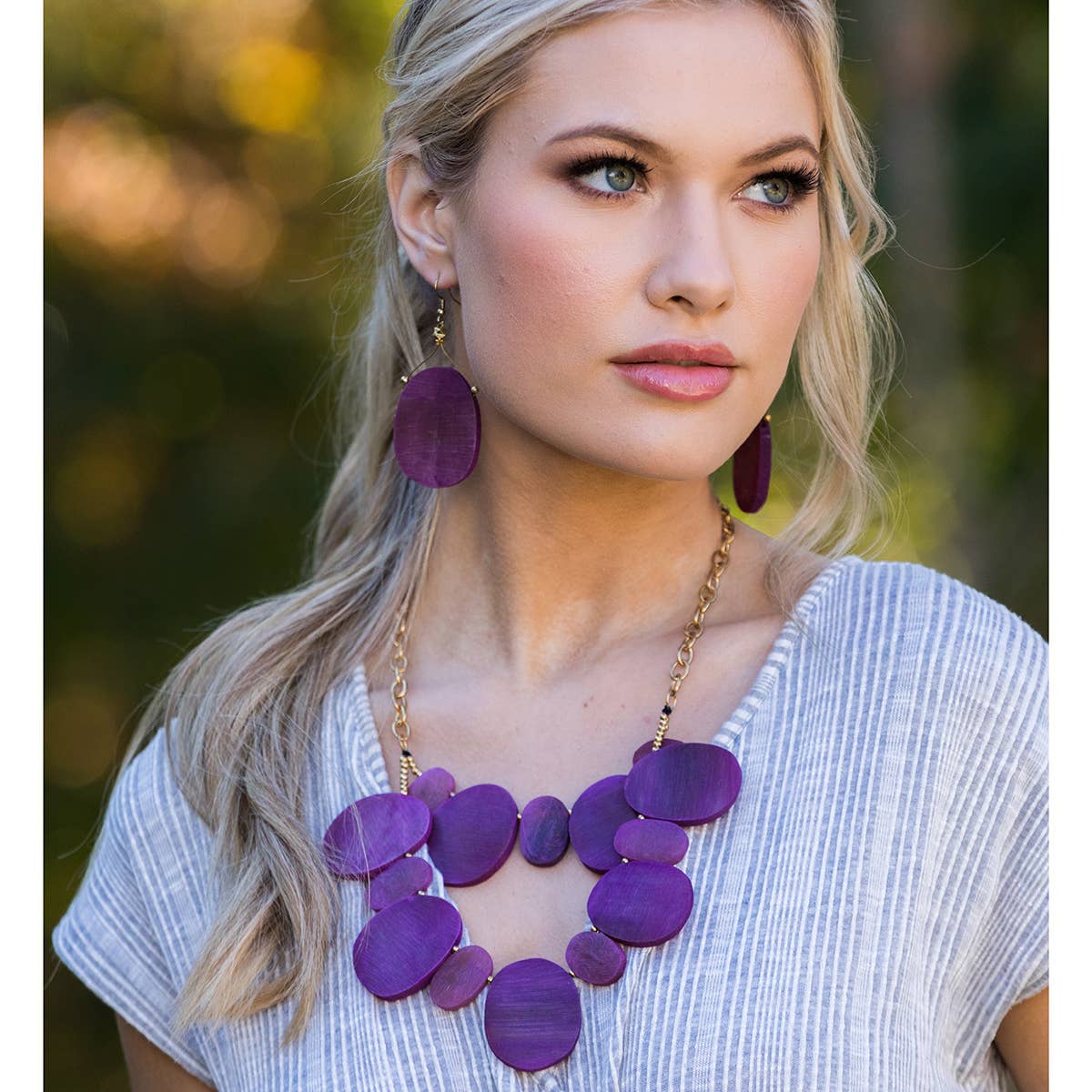 Omala Primrose and Plum Collection Necklace - Statement Bib