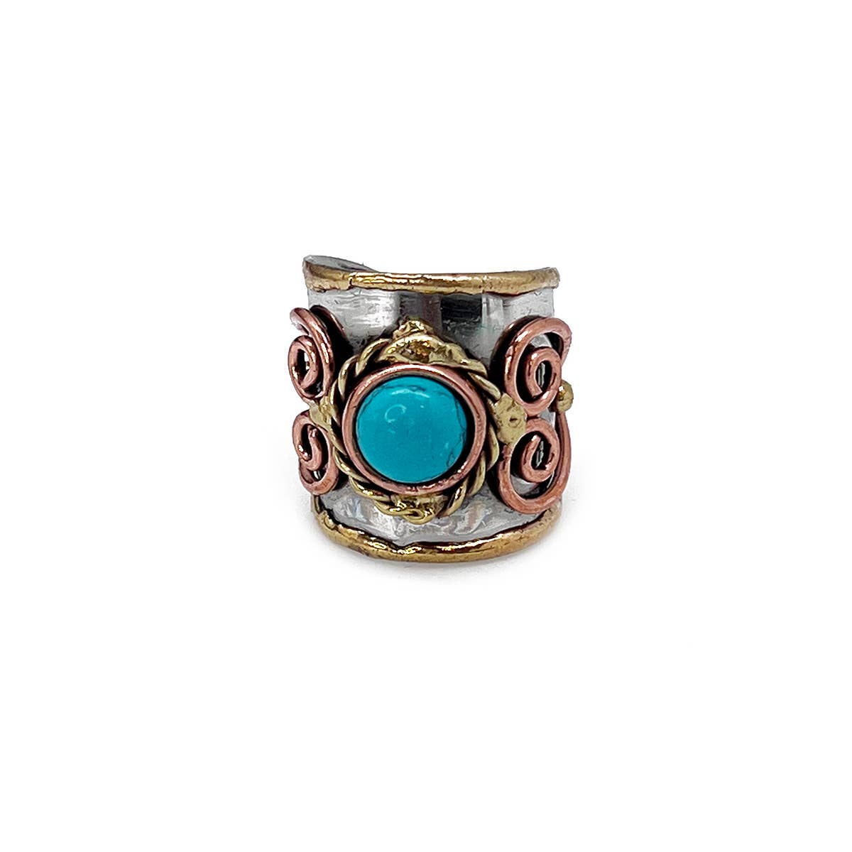 Mixed Metal Cuff Ring with Single Stone - Multiple Styles