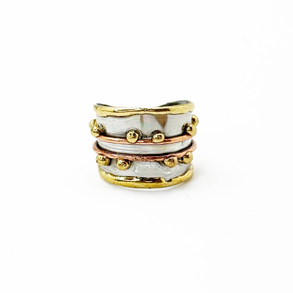 Handcrafted Mixed Metal Dots Ring