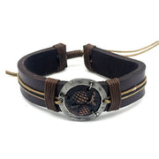 Pull Tie Leather Bracelet - Two Pinecones