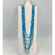 Seed Bead Multi-Strand Necklace - Ocean Blue