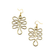 Gold Plated Earrings - Wavy Leaf