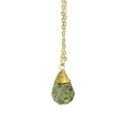 Gold-Plated Prehnite Teardrop Necklace
