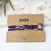 Seed Bead Stretch Bracelet - Purple