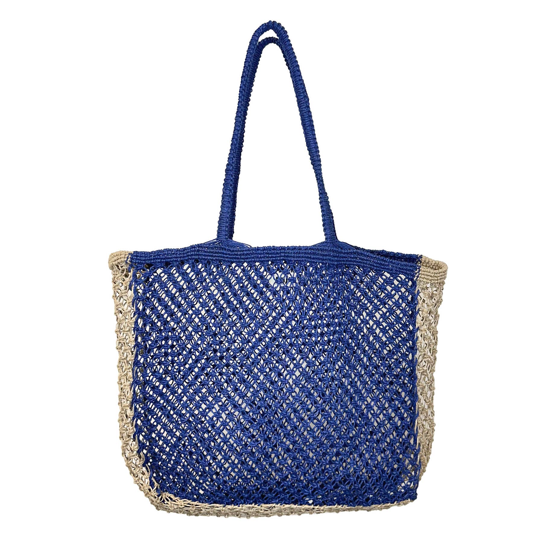 Kai Solid Color handcrafted Beach Bags made with jute - Blue