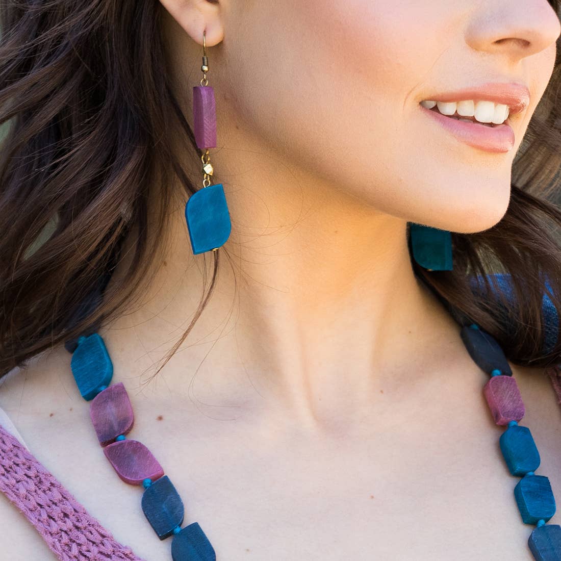 Omala Wildberry Collection Earrings - Long Abstract Shape
