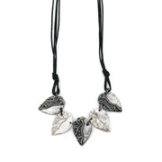 Pewter Necklace - Two Tone Leaves in Silver/Antique Silver