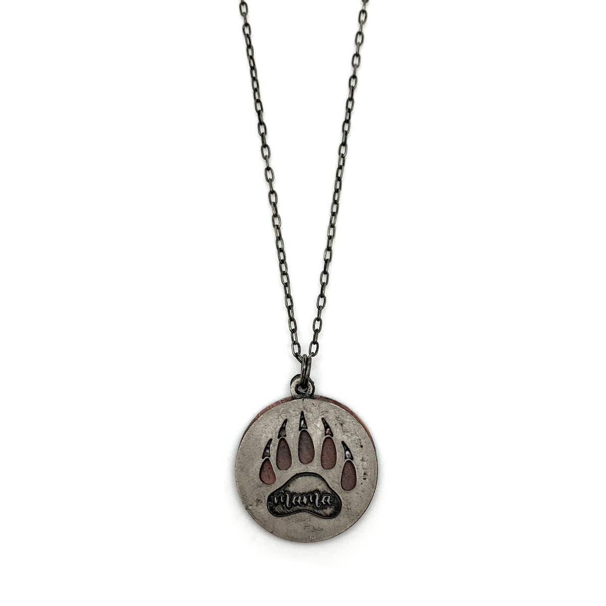 Pewter Necklace - Mama Text with Bear Claw