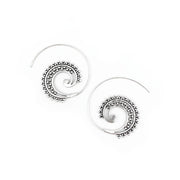 Tanvi Collection Earrings - Silver Filigree Dots Open Hoop