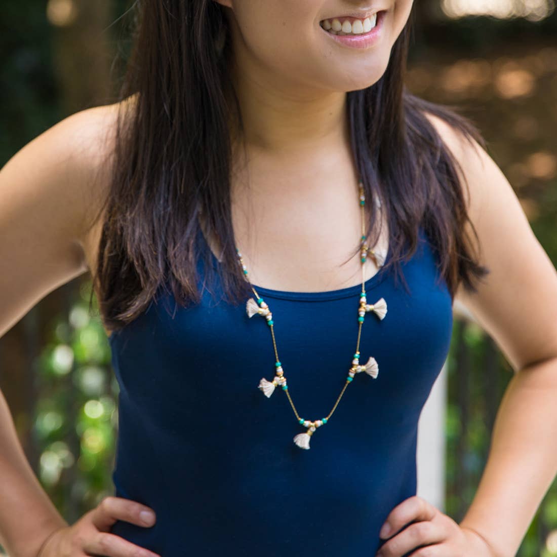 Sachi Blue Beads Long Necklace