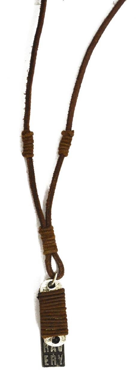 Aadi Strength and Bravery Brown Leather Men's Necklace