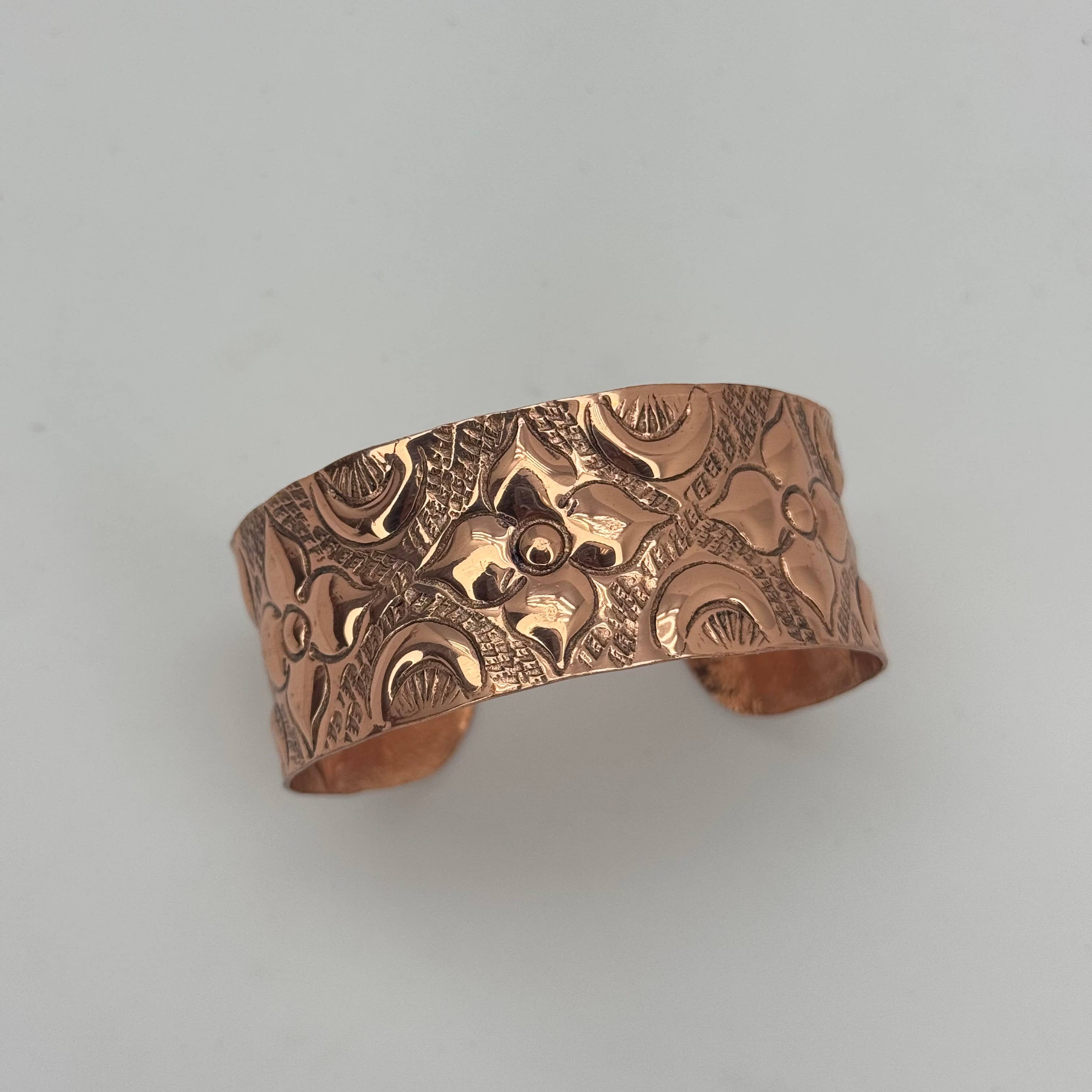 Handcrafted Copper Floral Cuff Bracelet