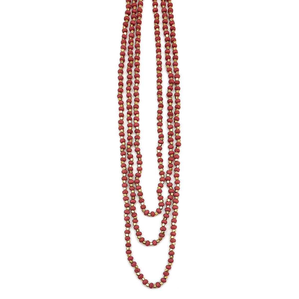 Sachi Mulberry Mix Necklace - Three Long Strands Dark Pink