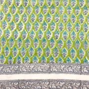Block Printed Cotton Scarf - Chartreuse Floral Print