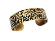 Crocodile Print Brass Engraved Cuff Bracelet