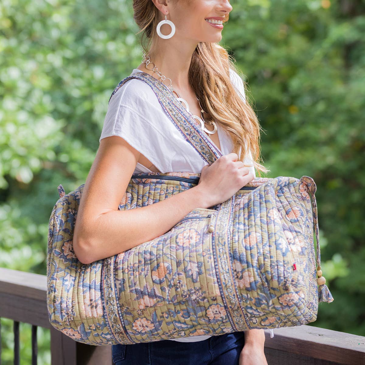 Serenity XL Duffle Bag - Block Printed Organic Cotton