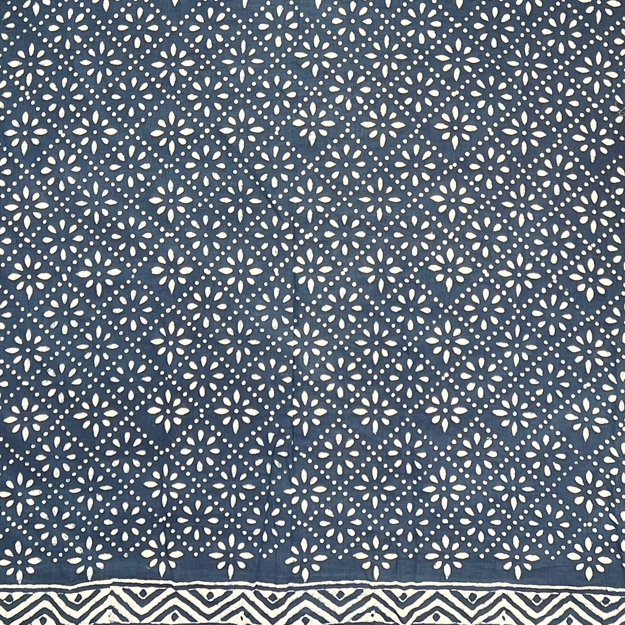 Handcrafted Cotton Sarong - Indigo Star Flower