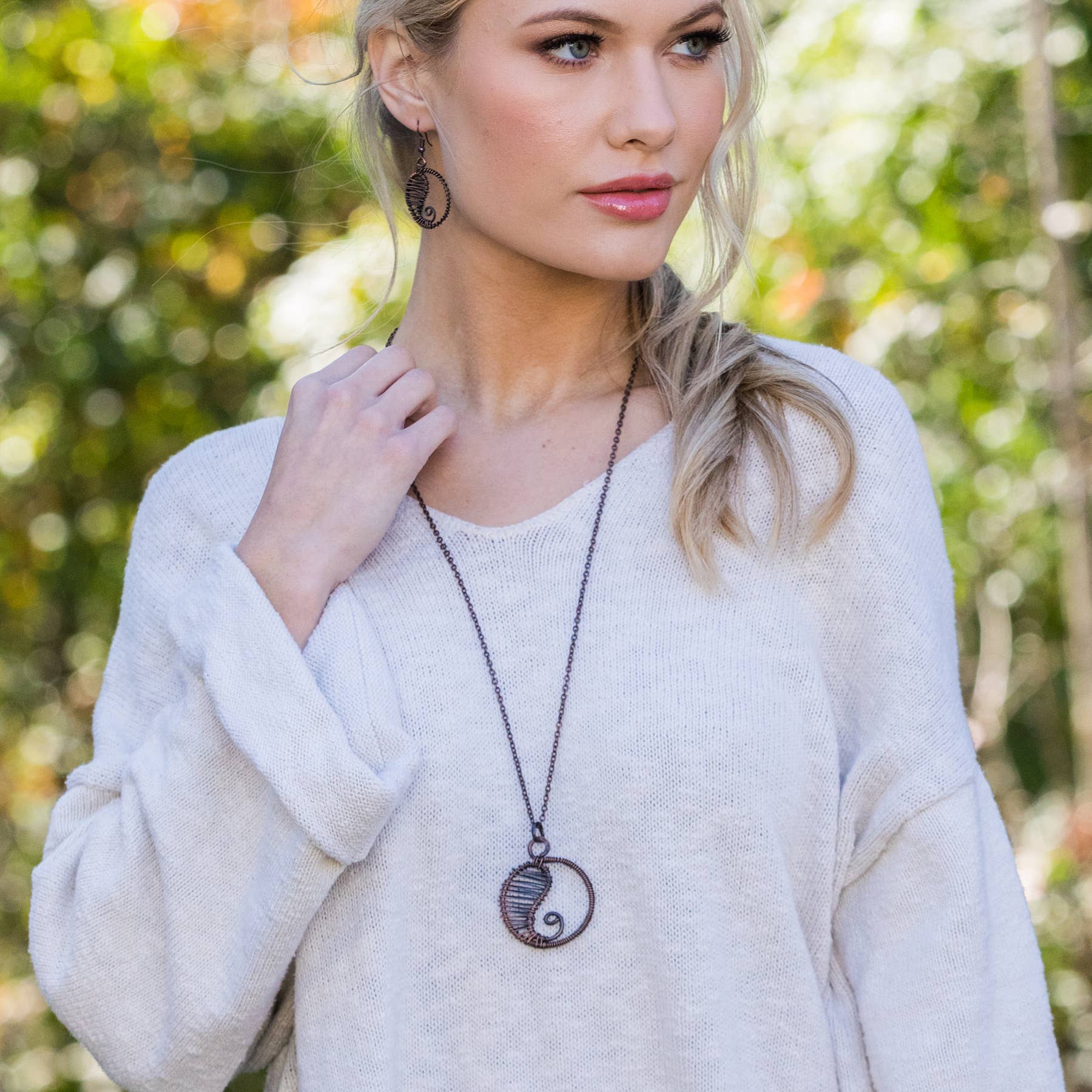 Banjara Wire Wrapped Copper Yin Yang Necklace