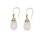 Gold-Plated Rose Quartz Teardrop Earrings
