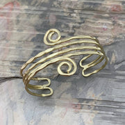 Gold Plated Adjustable Cuff Bracelet - Small Spirals