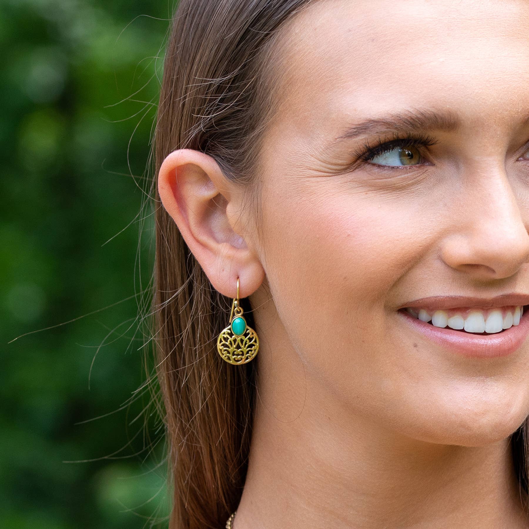 Tanvi Gold-Plated and Malachite Earrings - Curly Circle