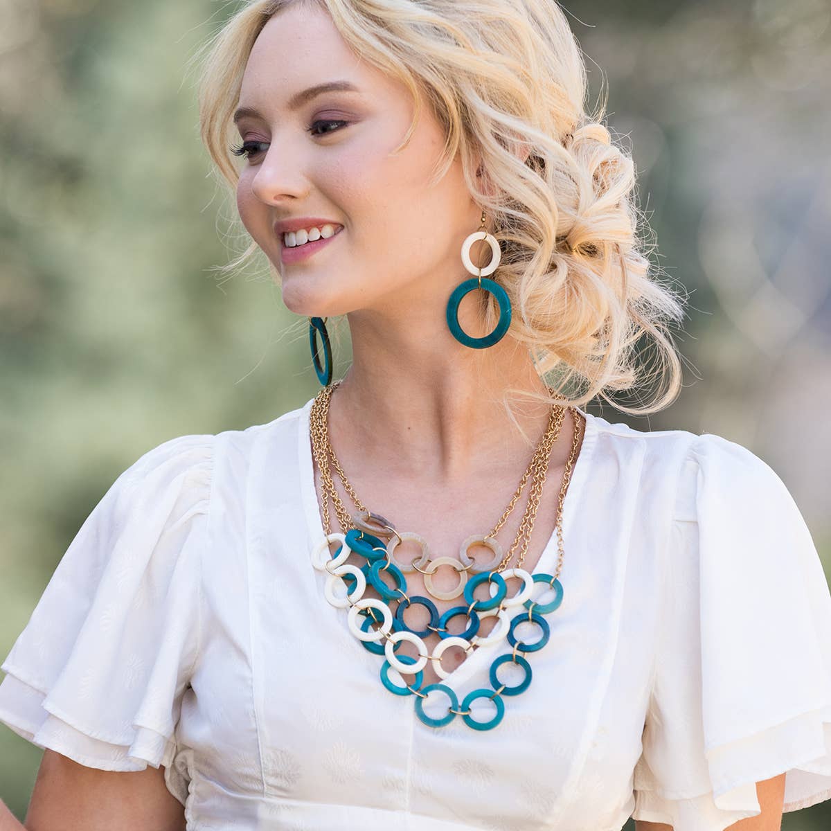 Omala Azure Coast Collection - Layered Rings Necklace