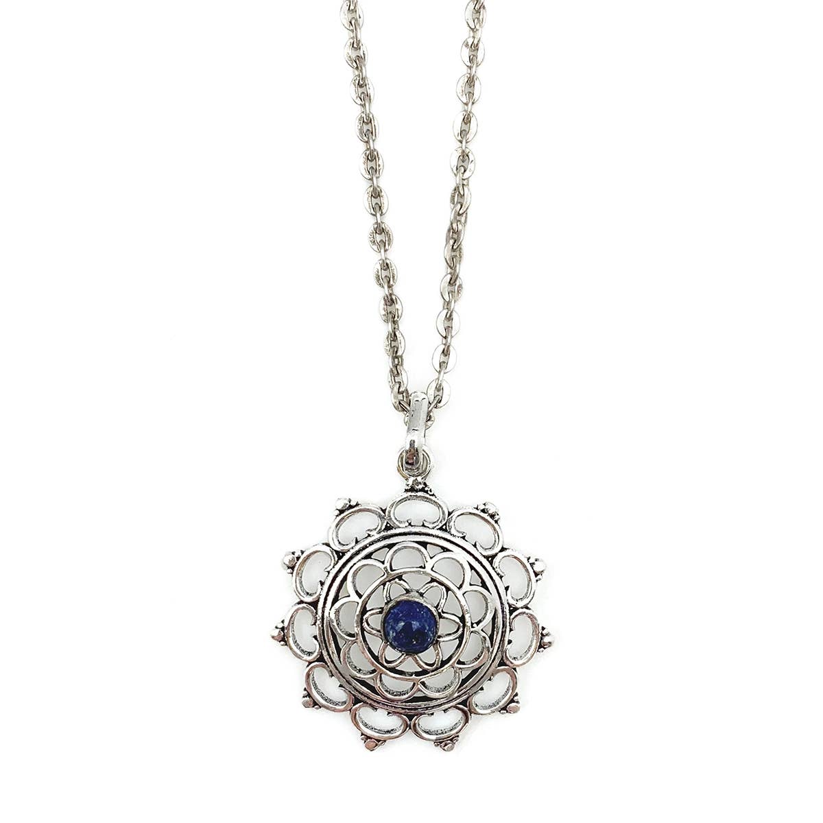 Tanvi Collection Necklace - Silver Scallops with Lapis