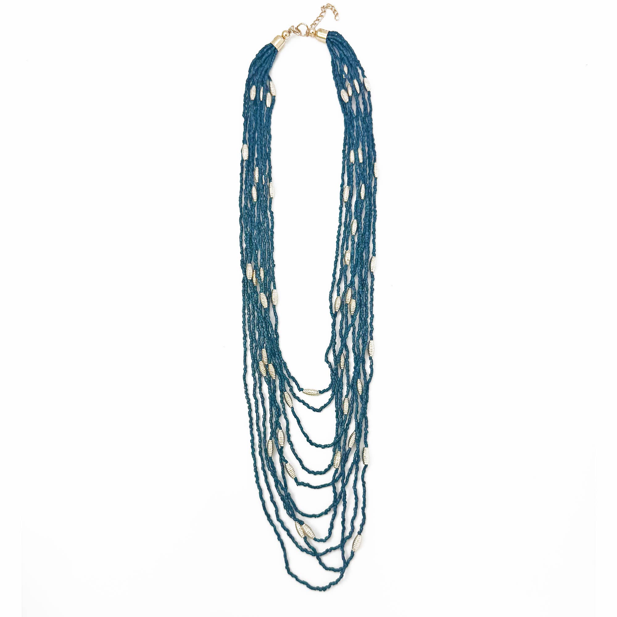 Seed Bead Multi-Strand Necklace - Midnight Blue